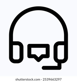 Support Service With Headphones. Customer Support Vector Icon, Isolated Lineal Vector Icon.