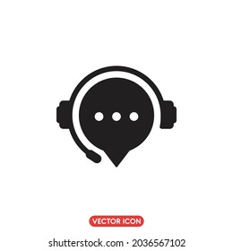 Support service headset icon, Support service, Customer support symbol, customer service, Call center, vector illustration