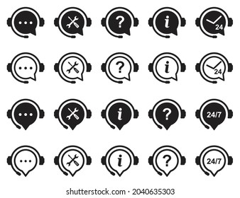 Support service headset icon, Support service, Customer support symbol, customer service, Call center, vector illustration