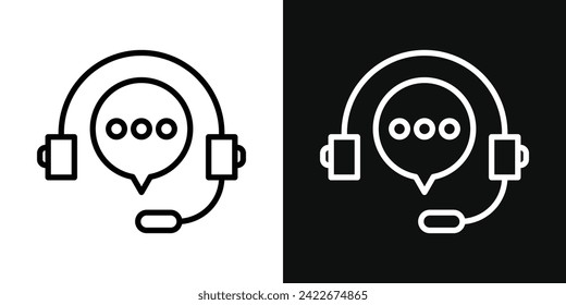 Support service headset icon set. vector illustration