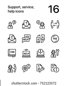 Support, service, help simple line icons for web and mobile design pack  