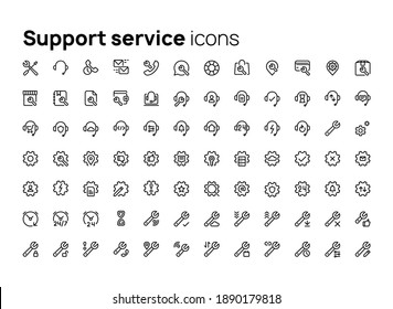 Support service. High quality concepts of linear minimalistic vector icon set for web sites, interface of mobile applications and design of printed products.