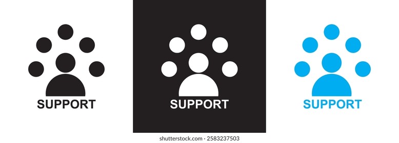 Support Service  icon . Containing helpline, service, technical support, help, call center, assistance and more. Editable stroke. isolated on white and black background. vector illustration. EPS 10
