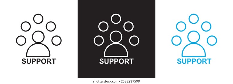 Support Service  icon . Containing helpline, service, technical support, help, call center, assistance and more. Editable stroke. isolated on white and black background. vector illustration. EPS 10
