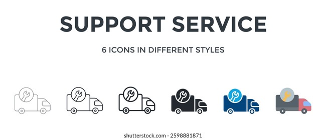 Support Service Icon In Different Style Vector Illustration. Designed In Thin Line, Regular Line, Bold Line, Glyph, Color Fill, And Flat Style Can Be Used For Web