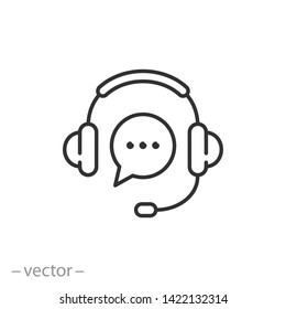 support service icon, hotline customer advice, call center help, line symbol on white background - editable stroke vector illustration eps10