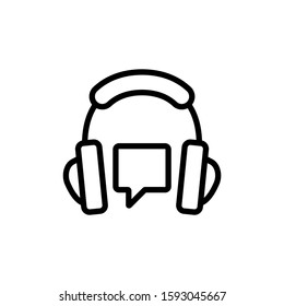 support service icon, hotline customer advice, call center help icon in linear style on white background