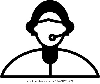 support service icon, hotline customer advice, call center help, line symbol on white background