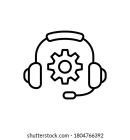 support service icon, hotline customer advice, call center help, line symbol on white background - editable stroke vector illustration eps10