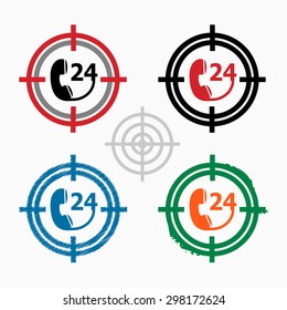 Support and service icon on target icons background. Crosshair icon. Vector illustration.