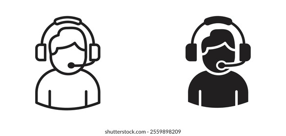 Support service Icon set in black color for ui designs