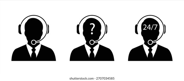 Conjunto de iconos de servicio de Asistencia. Signo de Asistencia al cliente. Símbolo del centro de llamadas. Símbolo de concepto de servicio. Ilustración vectorial