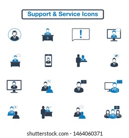 Support and Service Icon Set. Flat style vector EPS.