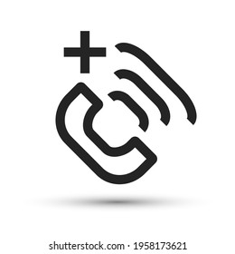 Support service icon vector medical element for trendy design. Simple pictogram for mobile concept and web apps. Vector line medicine help call center icon phone and heart isolated