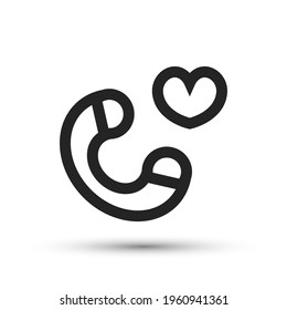 Support service icon vector medical element for trendy design. Simple pictogram for mobile concept and web apps. Vector line medicine help call center icon phone and heart isolated