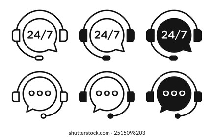 Support service icons, customer support and call center symbols, vector illustration