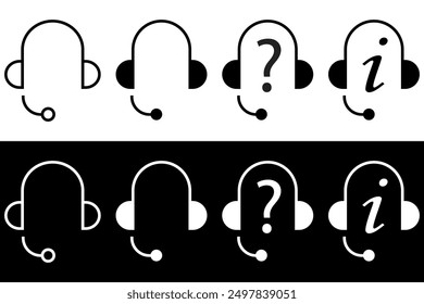 Support Service Icons in Different shapes Vector Illustrations Set Isolated On White and black  Background.