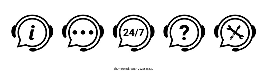 Support Service Icons - Different Vector Illustrations Set Isolated On White Background