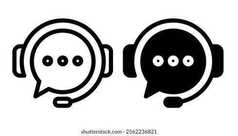 Support service Icons pack in outlined and flat versions
