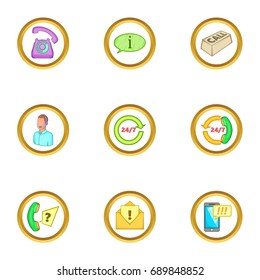 Support service icons set. Cartoon set of 9 support service vector icons for web isolated on white background