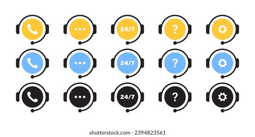 Support service icons set. Support icons. Help and support icon. Vector scalable graphics