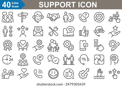 Support service Icons set. Online Help, Quick Response, Feedback, Customer Feedback and more. thin line icons vector collection.