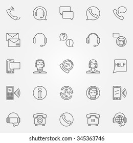 Support Service Icons Set - Vector Thin Line Call Center Symbols Or Customer Service Logo Elements