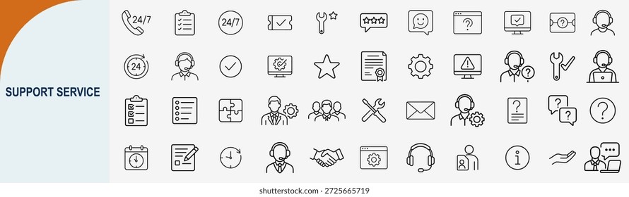 support service line icon set for customer assistance and technical help vector