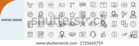 support service line icon set for customer assistance and technical help vector