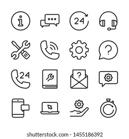 Support service line icons set vector illustration