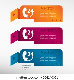 Support and service on origami paper banners. Can be used for workflow layout, diagram, business step options, banner, web design