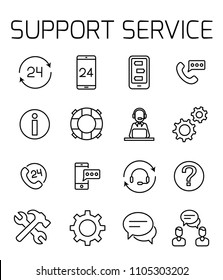 Support service related vector icon set. Well-crafted sign in thin line style with editable stroke. Vector symbols isolated on a white background. Simple pictograms.
