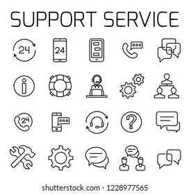 Support service related vector icon set. Well-crafted sign in thin line style with editable stroke. Vector symbols isolated on a white background. Simple pictograms.