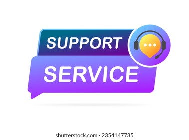 Support service sign. Flat, purple, support sign, support service. Vector icon