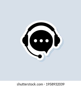 Support service sticker. Tech support icon. Call center service. Support assistant. Operator. Vector on isolated background. EPS 10.