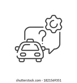 Support service taxi black line icon. Online mobile application order taxi service. Pictogram for web, mobile app, promo. UI UX design element.