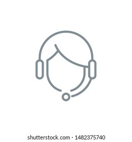 support service technical assistance outline icon. Single high quality outline logo symbol for web design or mobile app. Thin line sign logo. Gray icon pictogram isolated on white background