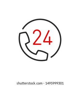 support service technical assistance outline icon. Single high quality outline logo symbol for web design or mobile app. Thin line sign logo. Black and red icon pictogram isolated on white background