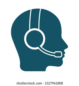 Support service and telemarketing vector icon. Call Center, Phone Assistant, Online Help. Support icon with chat and settings symbol. Support icon with headphone symbol. 