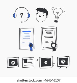 Support service and telemarketing vector icon set