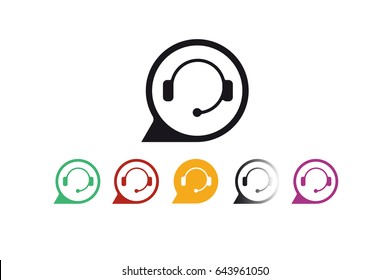 Support service and telemarketing vector icon set. 