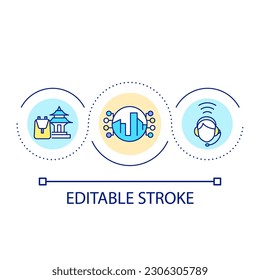 Support service for tourists loop concept icon. Assistance in foreign countries. Safe journey abstract idea thin line illustration. Isolated outline drawing. Editable stroke. Arial font used