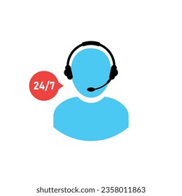 servicio de soporte técnico con icono de usuario. concepto de telemarketing, secretario, retroalimentación en directo, consulta, consultor. aislado de fondo blanco. moda de estilo plano diseño de logotipo moderno ilustración vectorial