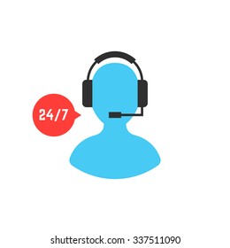 support service with user icon. concept of telemarketing, secretary, live feedback, consultation, consultant. isolated on white background. flat style trend modern logo design vector illustration