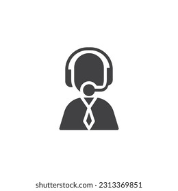 Support service vector icon. Customer support assistant filled flat sign for mobile concept and web design. Call center operator glyph icon. Symbol, logo illustration. Vector graphics