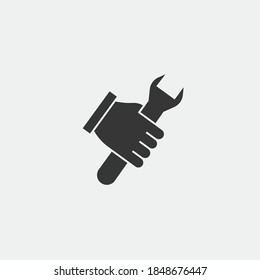 support service vector icon holding wrench in hands