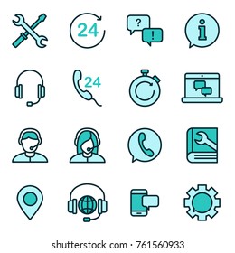 Support Service Vector Icon. Support Service And Telemarketing Vector Icon Set