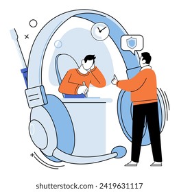 Support service. Vector illustration. The support service metaphor illustrates importance timely assistance Effective communication is essential for seamless support service Generating detailed report