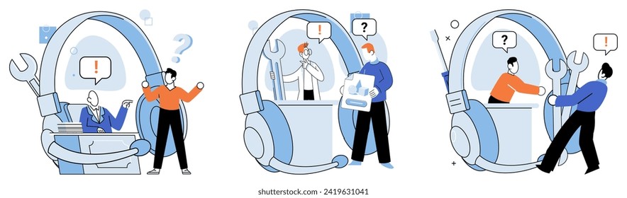 Support service. Vector illustration. Technological advancements enhance support service capabilities The internet is valuable source information for support services Effective communication