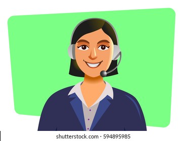 Support service woman with headphones